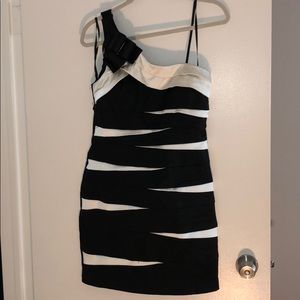 Black & White One Shoulder Cocktail Dress